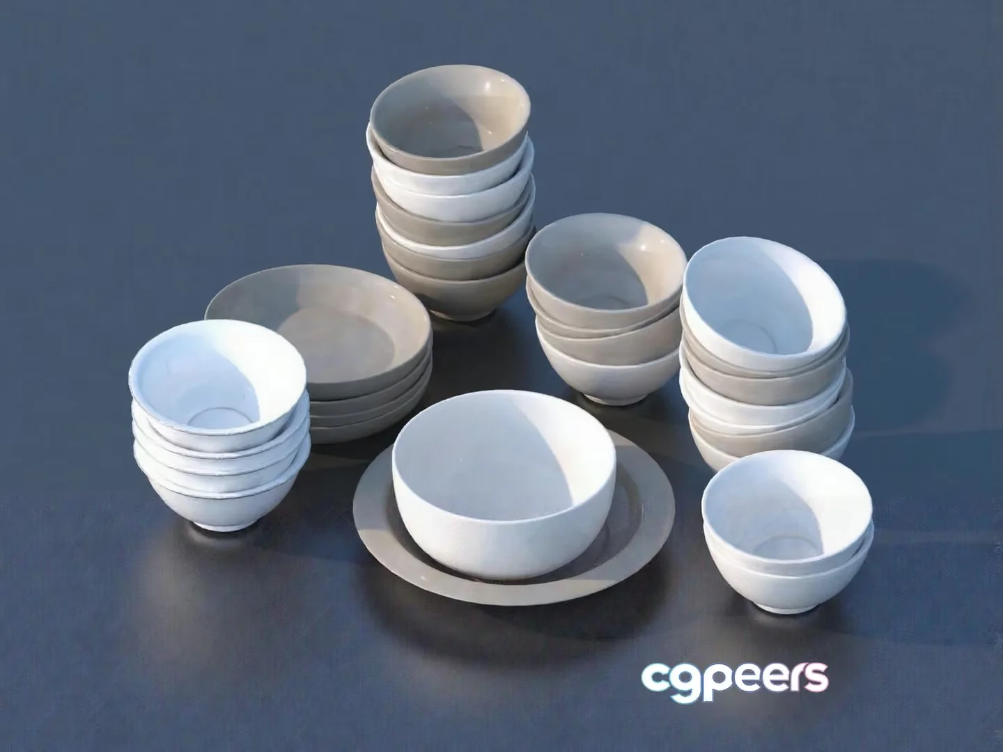 White Ceramic Bowls 3D Model – 17894 – VRAY Render