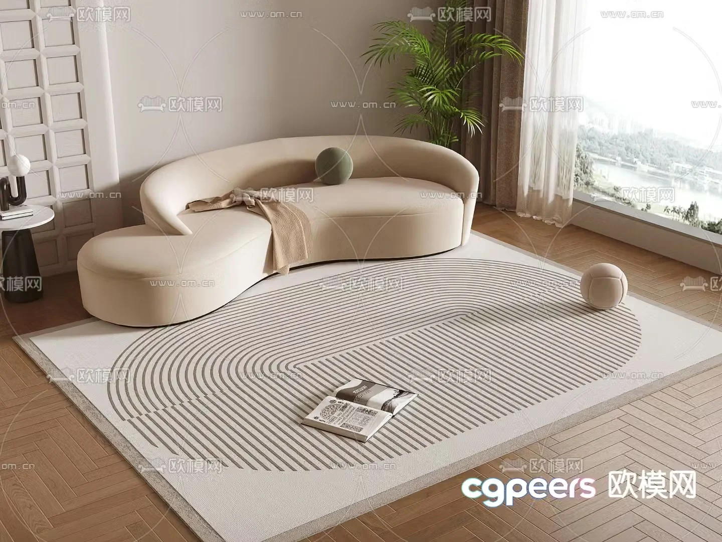 Special shaped sofa carpet 3d model