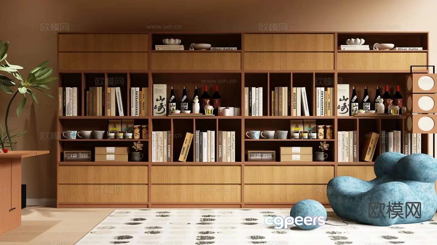 Medieval style bookcase bookshelf 3d model
