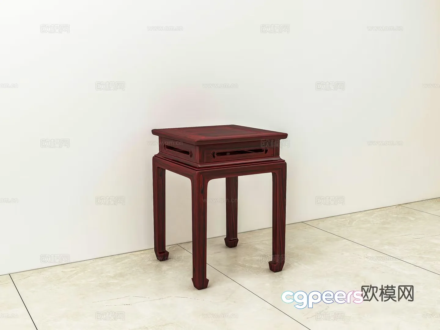 A Small Dark Wooden Table 3D Model – 10073 – VRAY Render