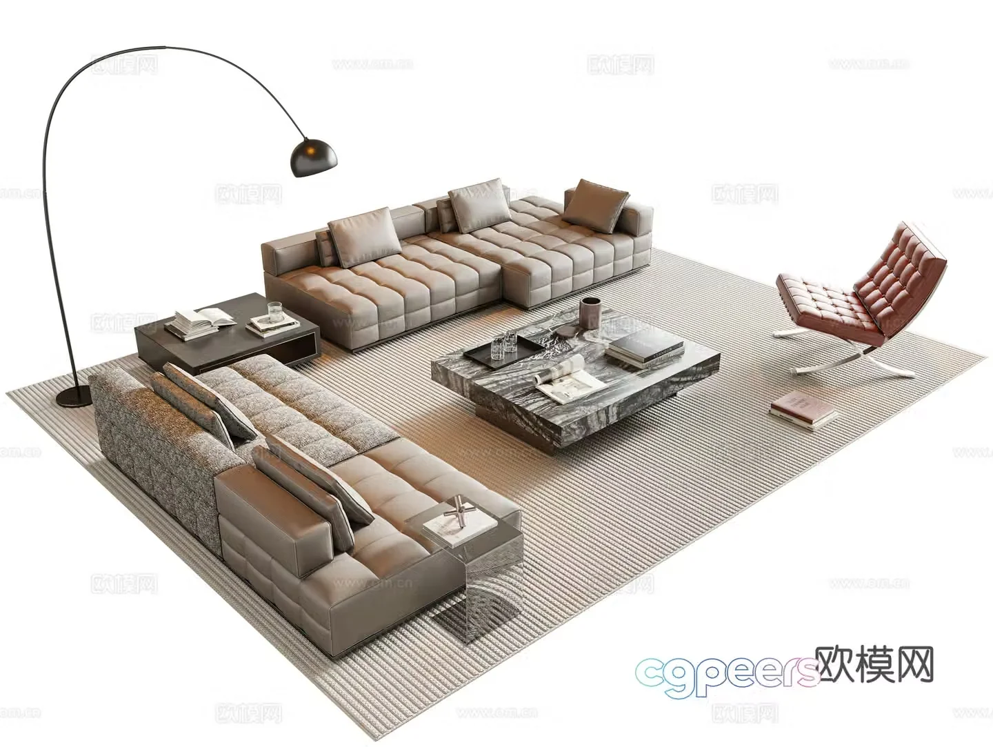 Italian sectional sofa 3d model