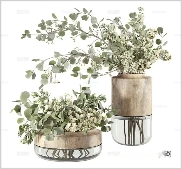 Wooden Flower Vases 3D Model – 3649 – CORONA Render