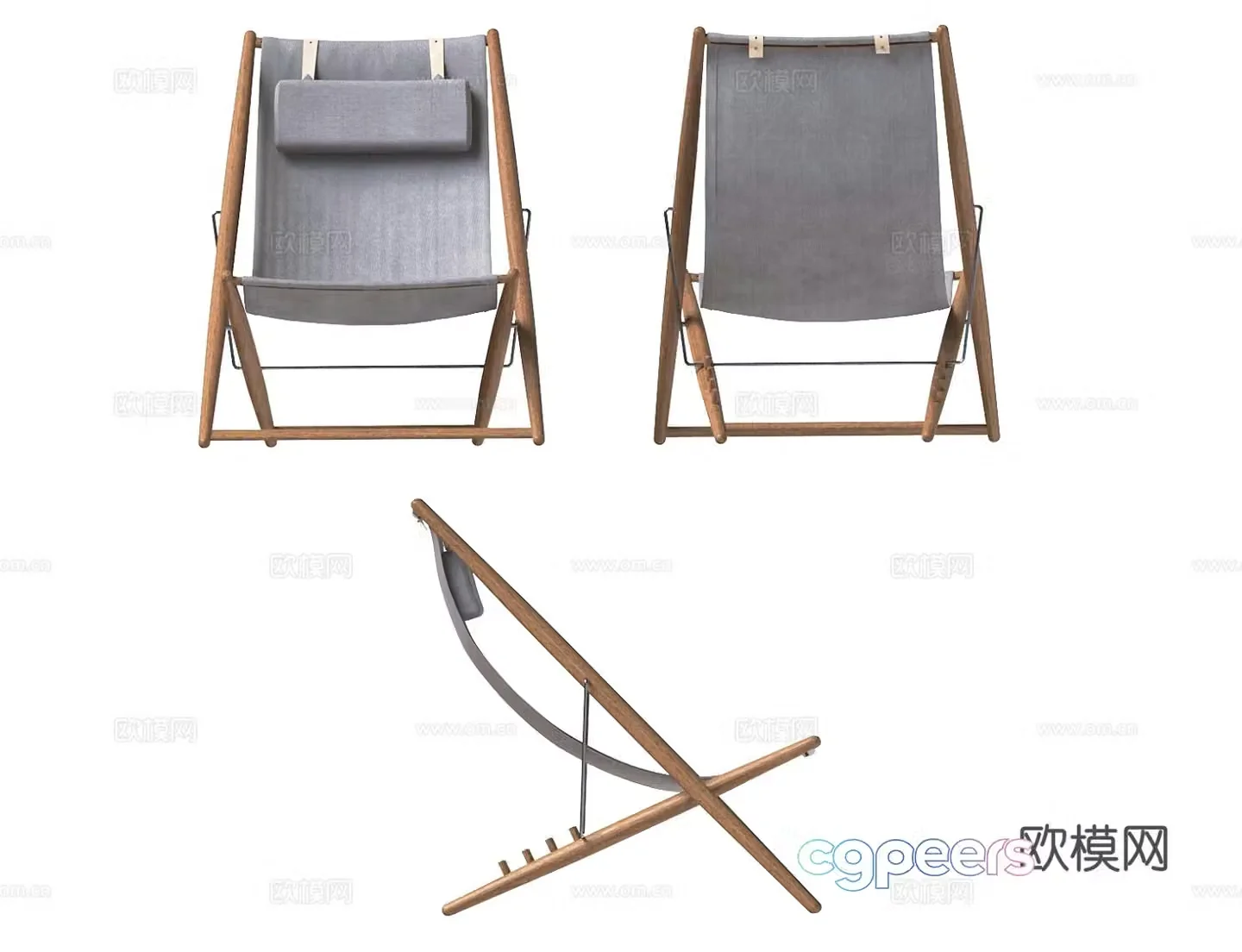 Outdoor deck chair 3d model