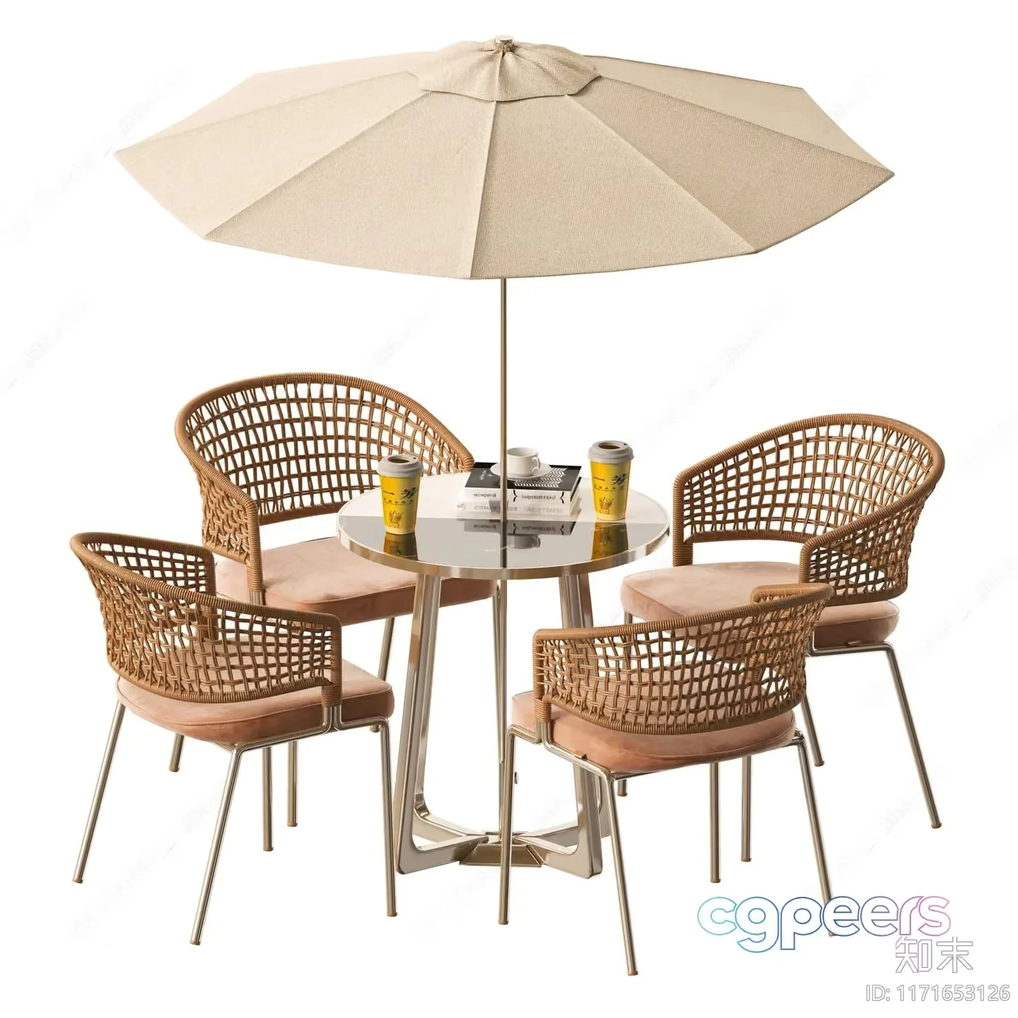 Outdoor Table And Chairs 3D Model – 8792 – VRAY Render