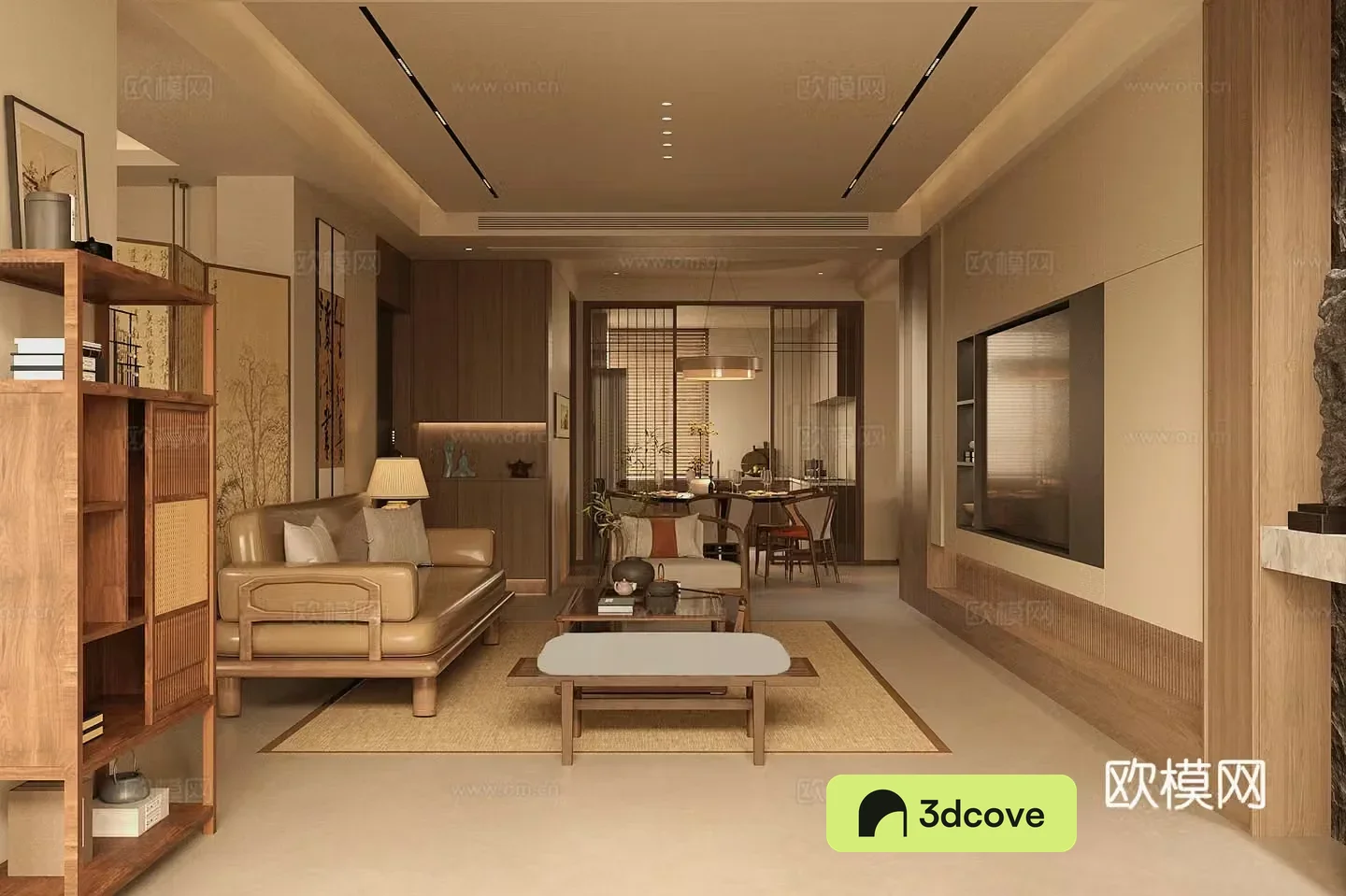 New Chinese Zen Home Living Room Song-style Aesthetic Living Room Chinese Sofa Coffee Table Combination