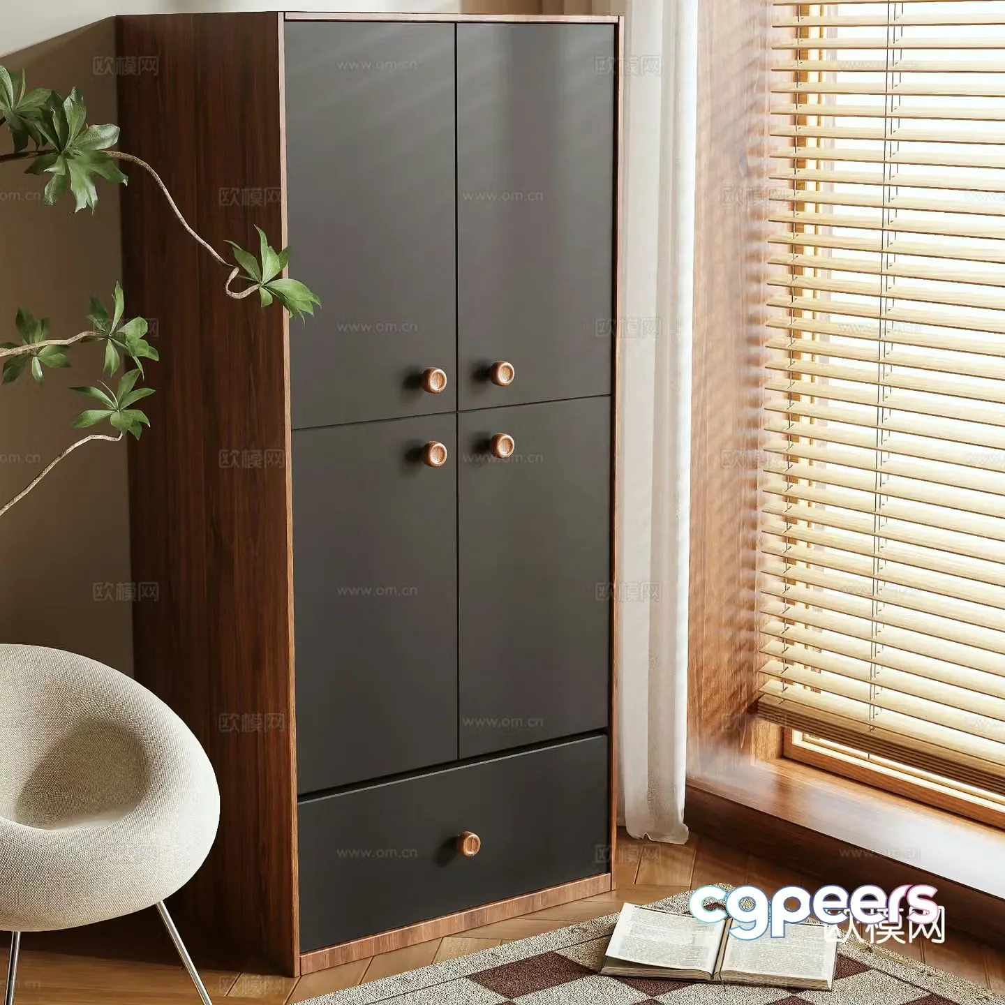 Medieval style wardrobe 3d model