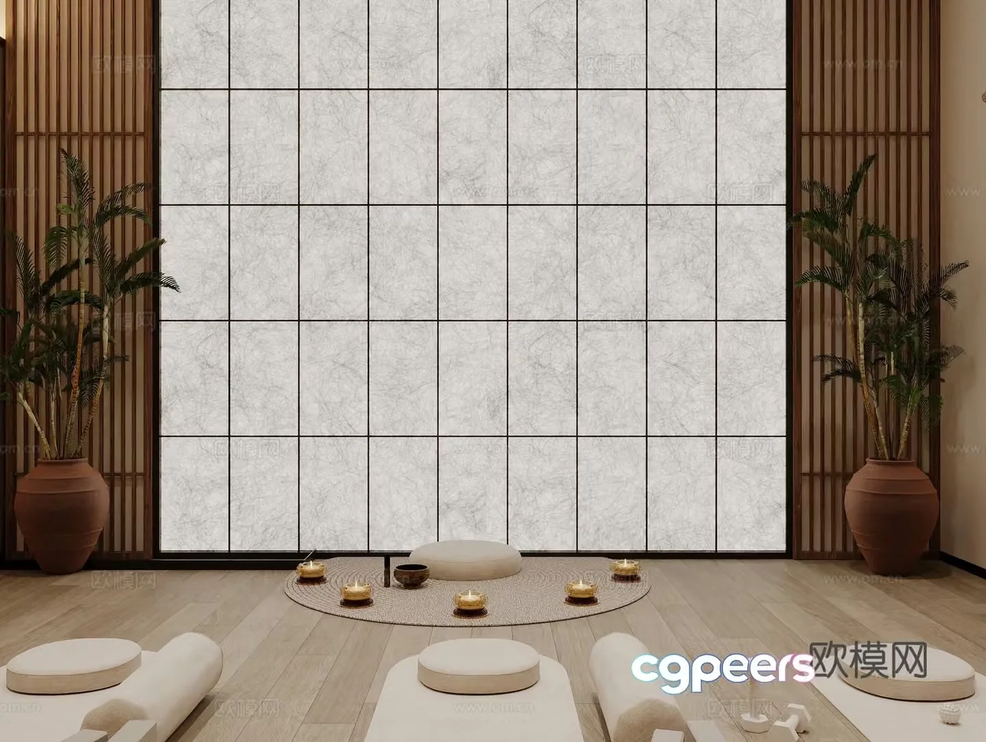 Modern beauty salon_DuPont paper background wall_Healing room_Meditation room_Pilates 3D model