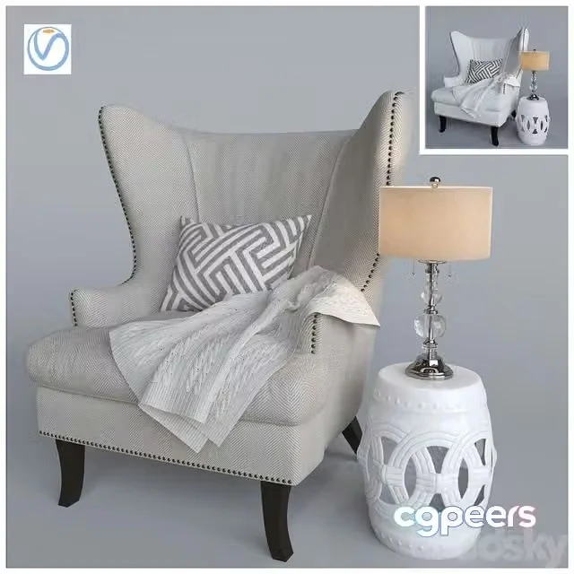 3ds Max Free – Armchair and knitted plaid Vray