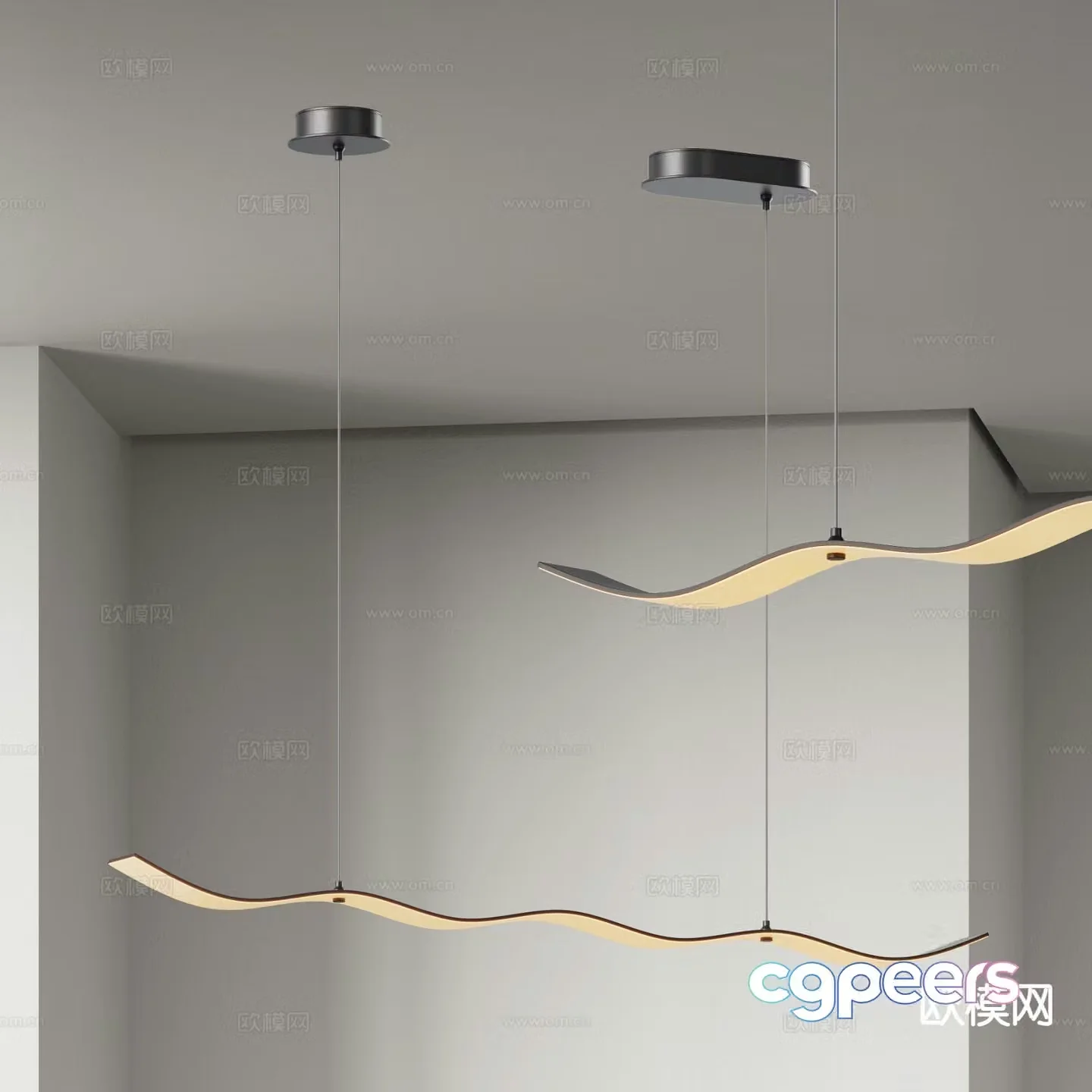 Modern streamer chandelier 3d model