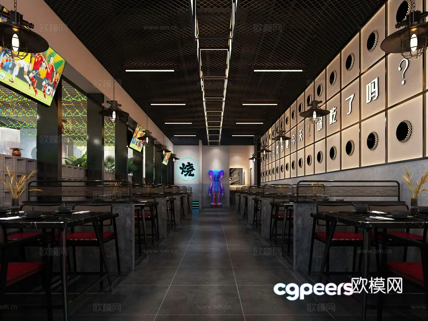 Modern hotpot restaurant 3d model