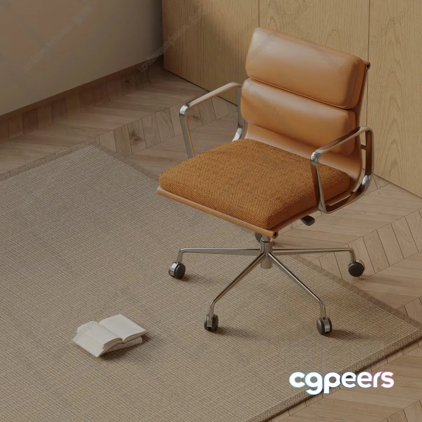 A Tan Office Chair 3D Model – 9681 – VRAY Render