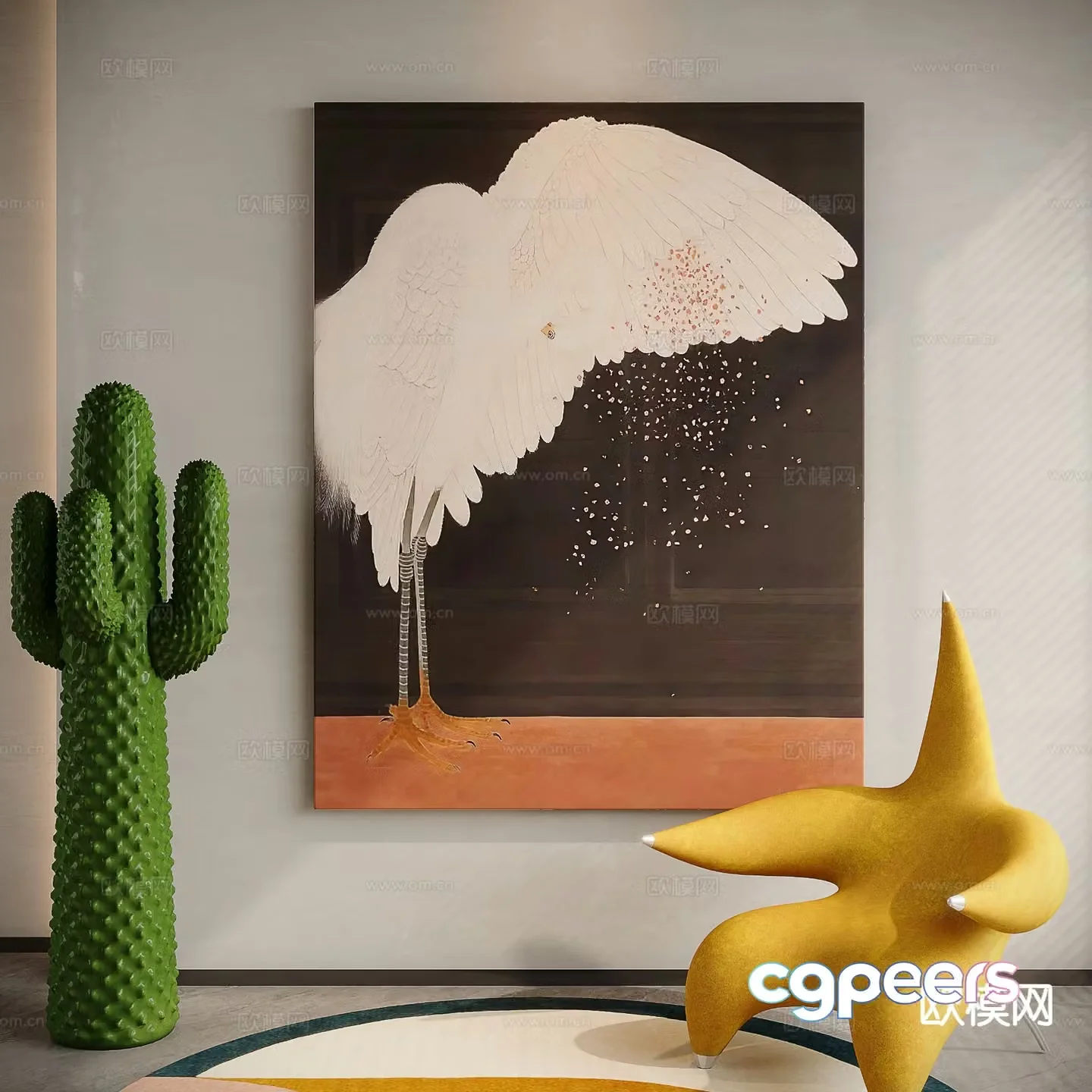 Modern art hanging painting texture painting 3d model