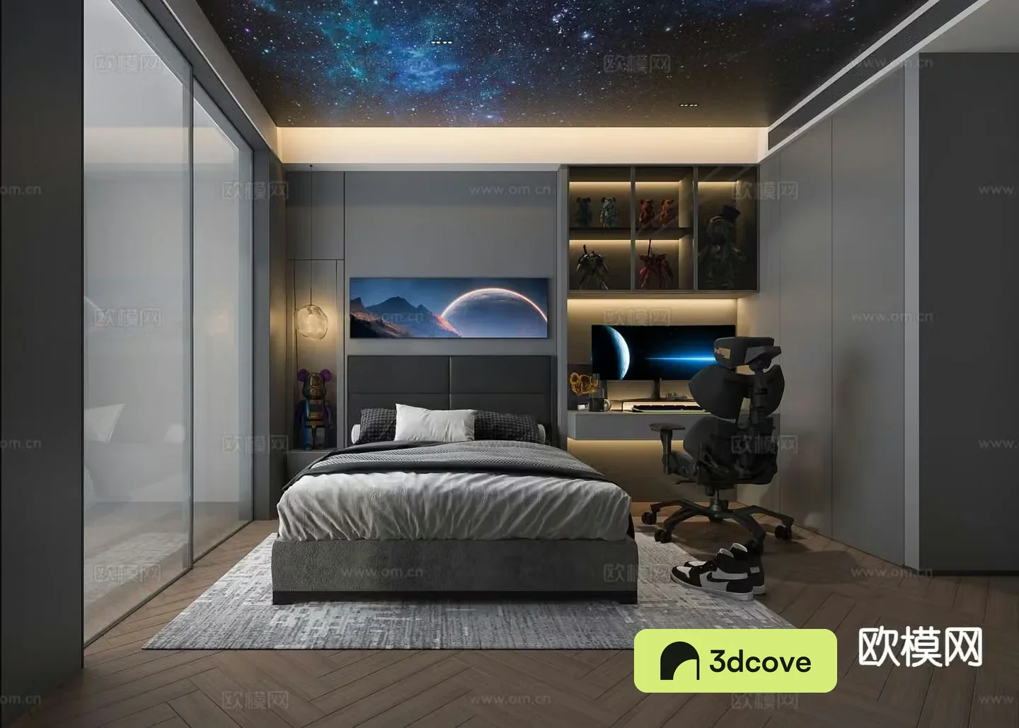 Modern bedroom boy’s room gaming room