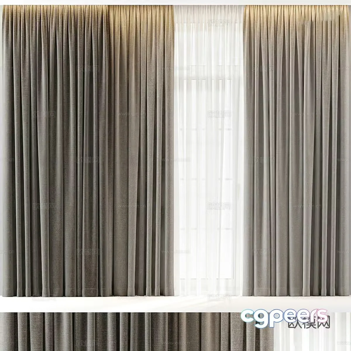 Modern fabric curtain gauze curtain 3d model