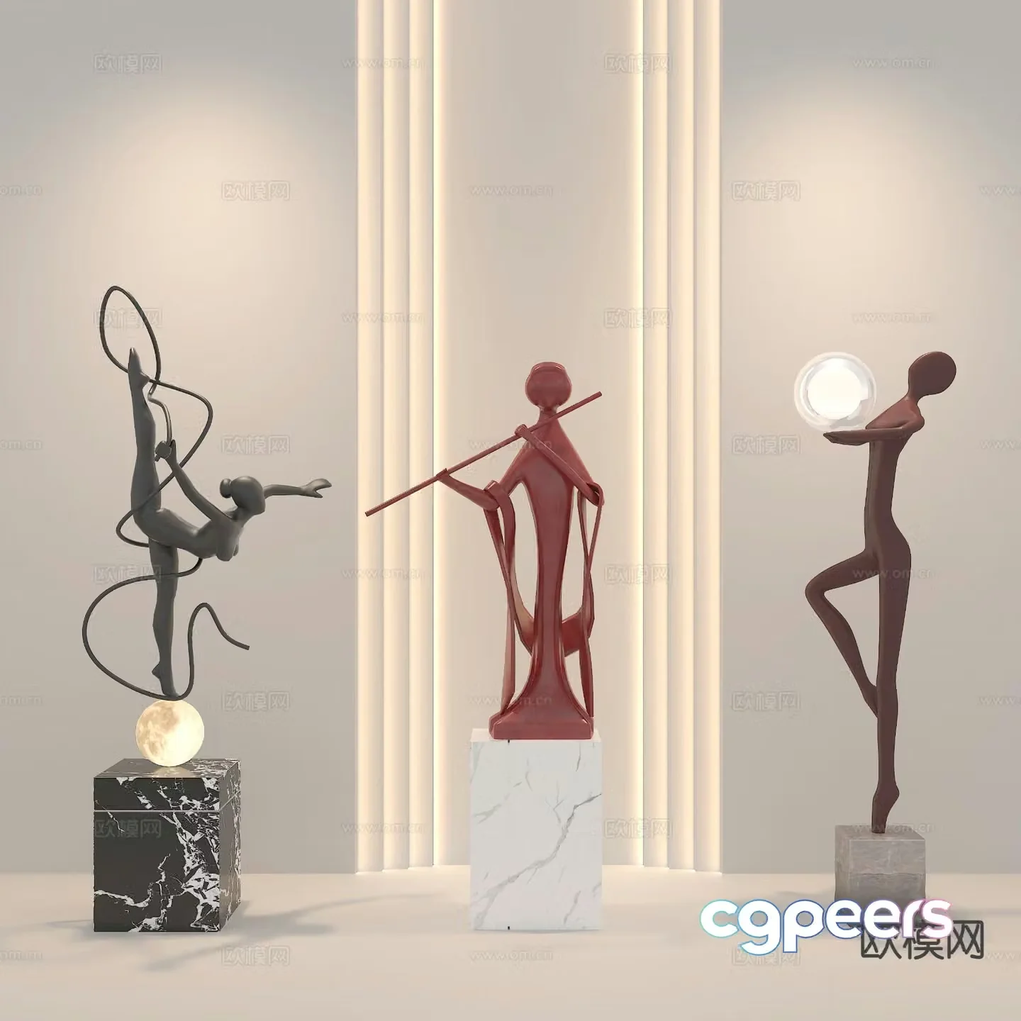 Modern interior art installation sculpture ornaments figure sculpture 3D model