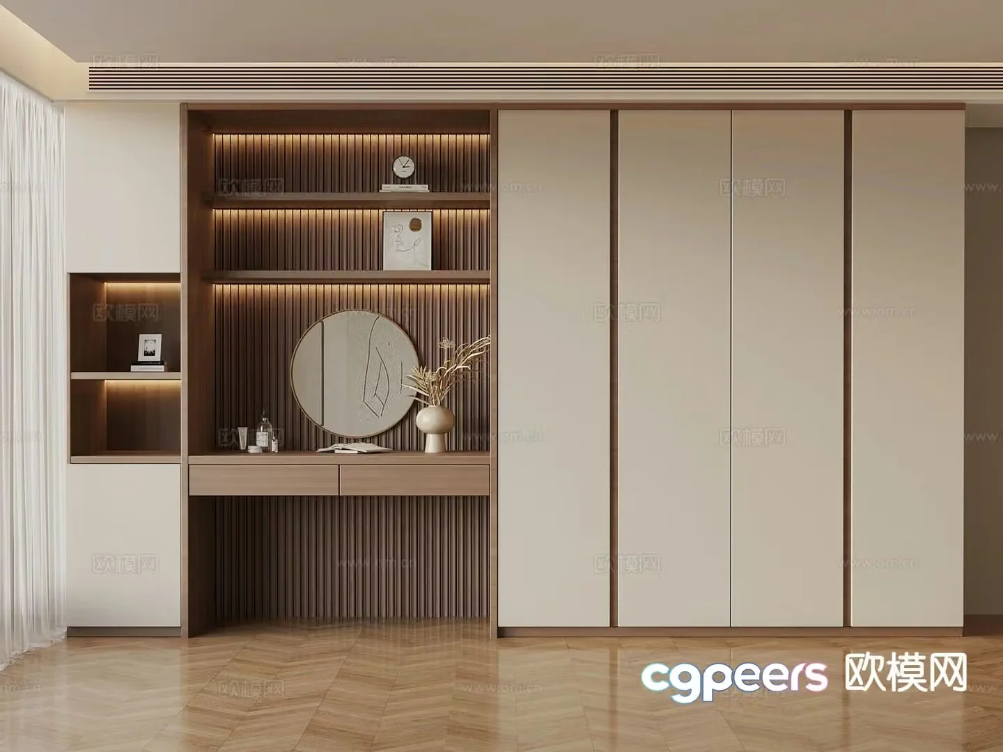 Modern wardrobe dresser integrated cabinet 3d model