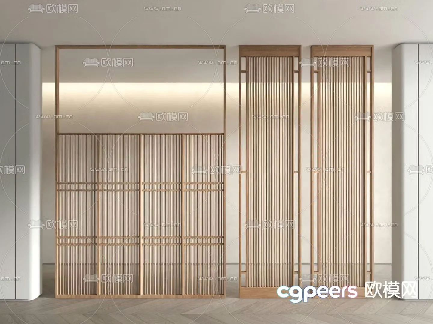 Screen partition Wooden screen hollow partition 3d model