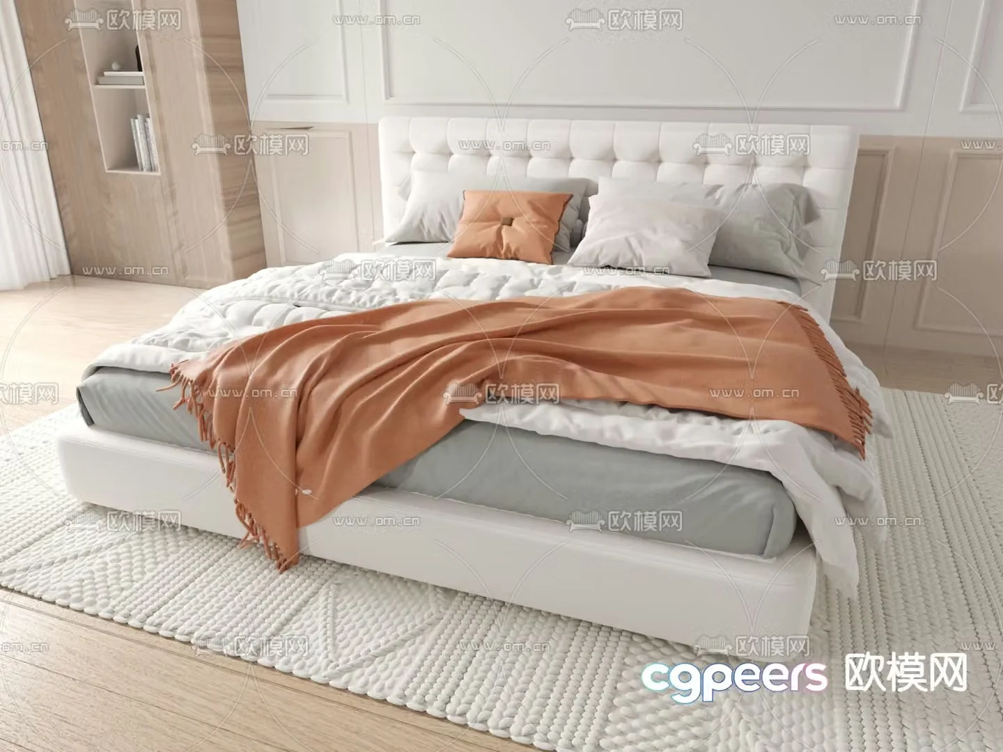 Modern double bed 3d model