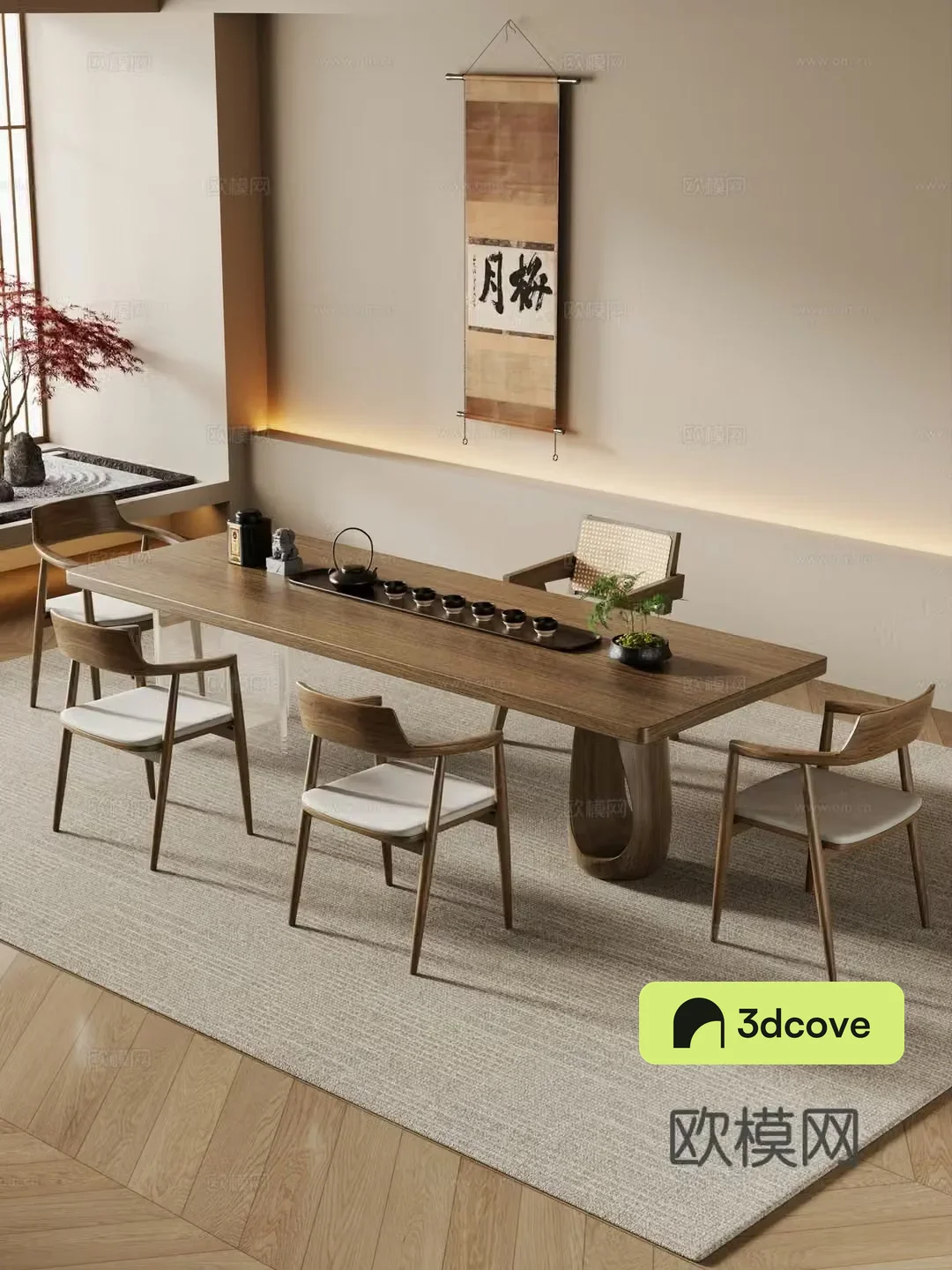 Creamy large plate table tea table and chair combination tea table tea room tea table balcony tea table