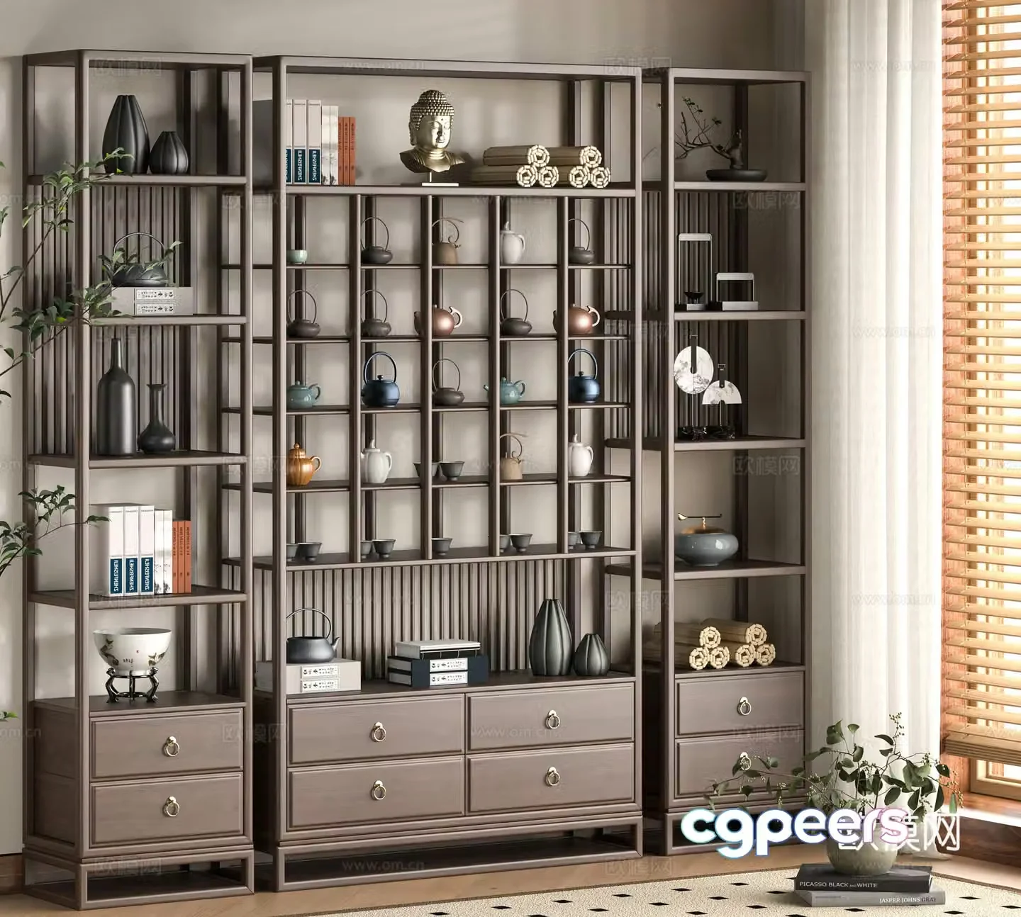 New Chinese style 3D model of Bo Gu shelf