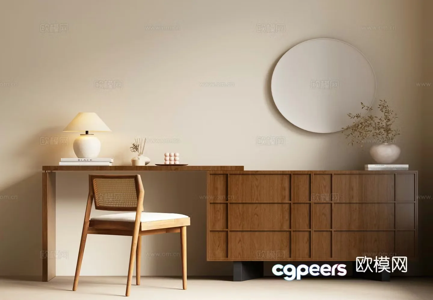 Modern medieval dressing table medieval style dressing cabinet medieval style dressing table 3D model