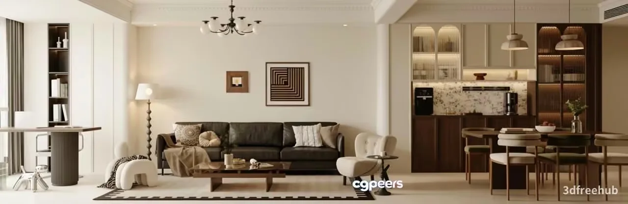 Modern Living Room 3D Model – 23309 – VRAY Render