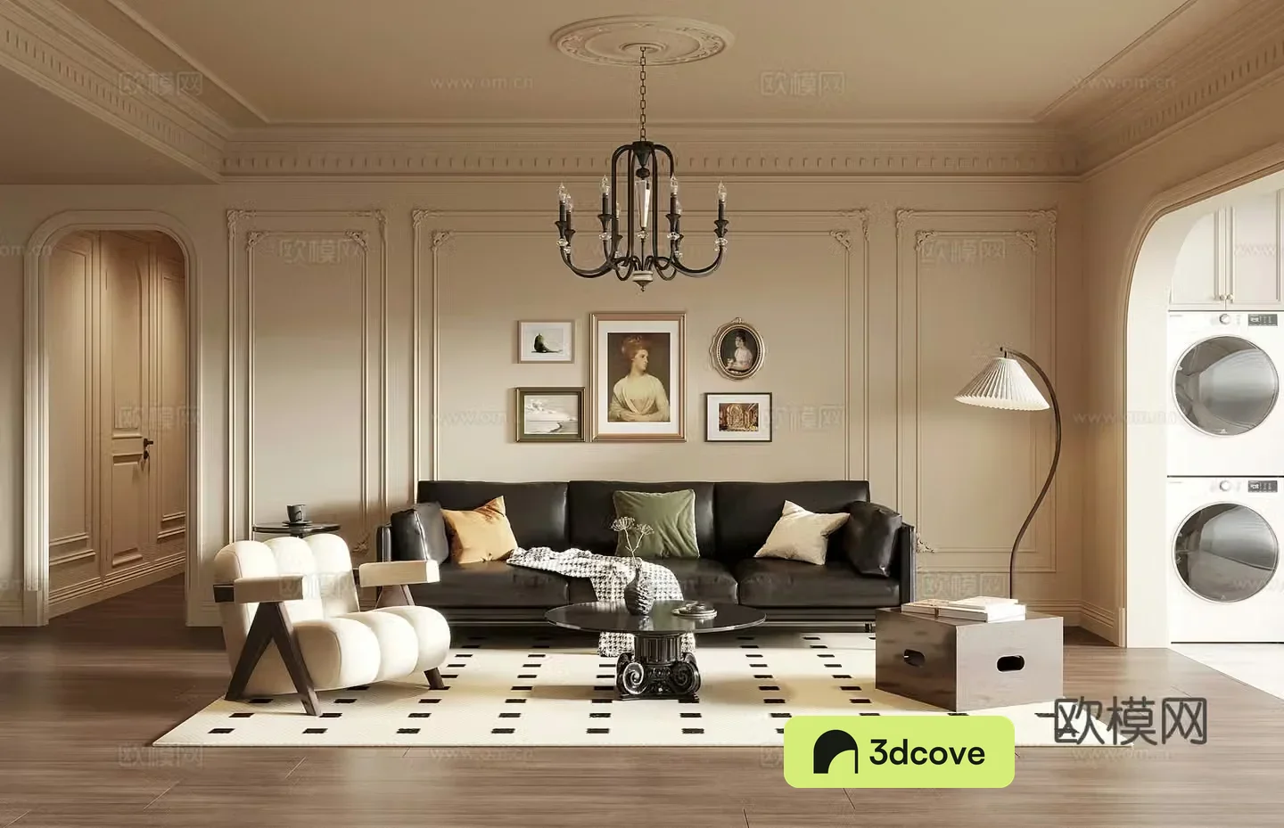 French medieval style living room sofa background wall sofa coffee table combination