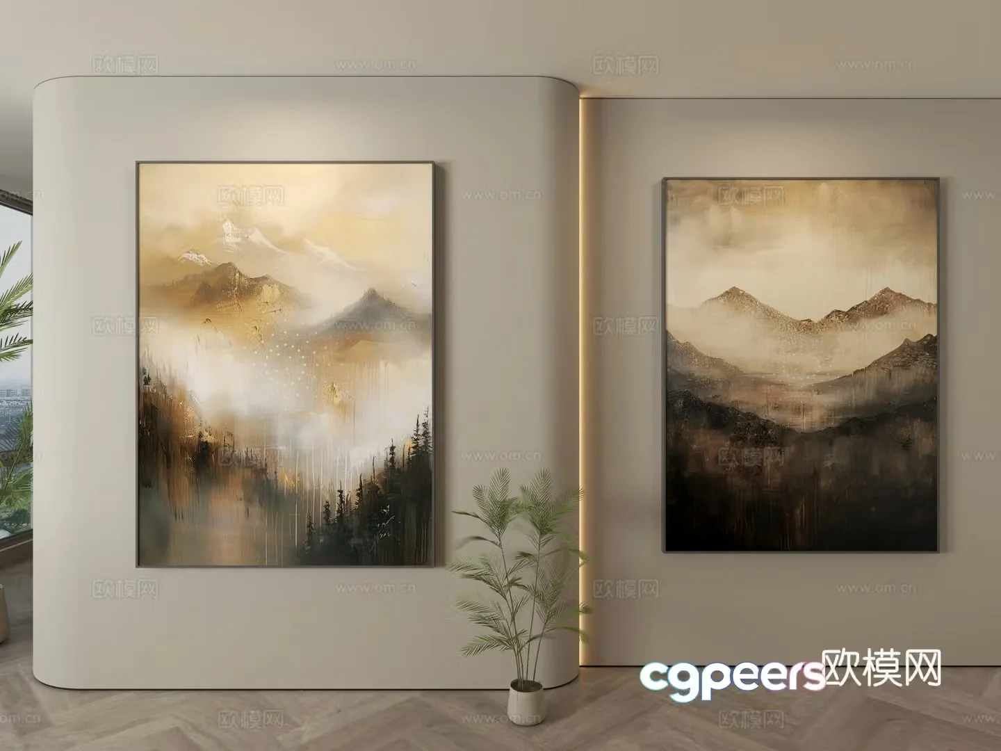 Modern oil painting landscape painting decorative painting 3d model