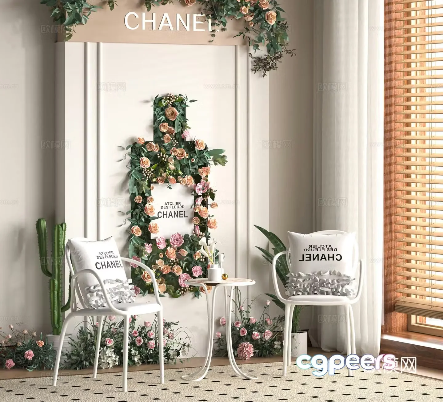 Modern flower shop beautiful 3D model