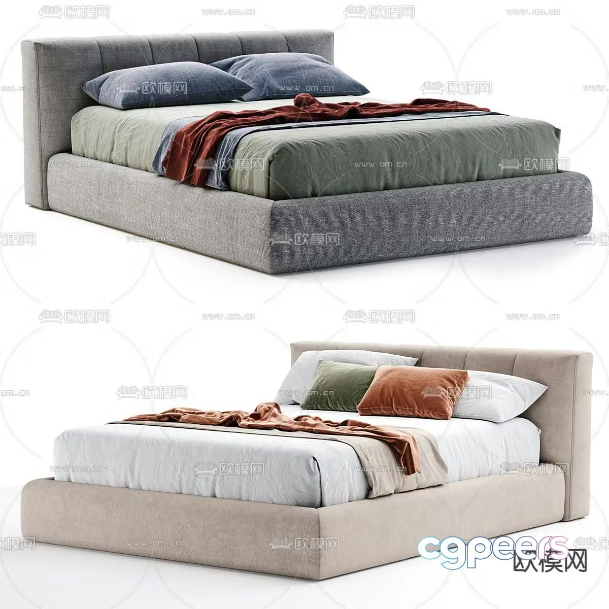 Modern double bed 3d model
