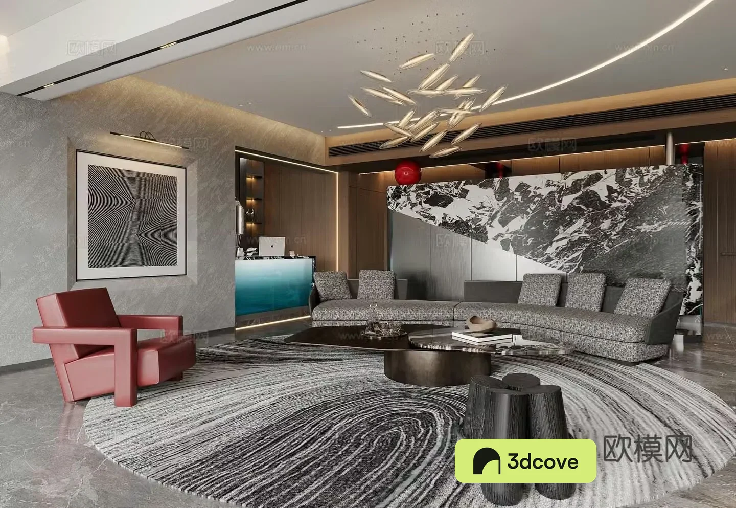 Modern living room sofa coffee table combination gradient acrylic bar sofa background wall special shape sofa