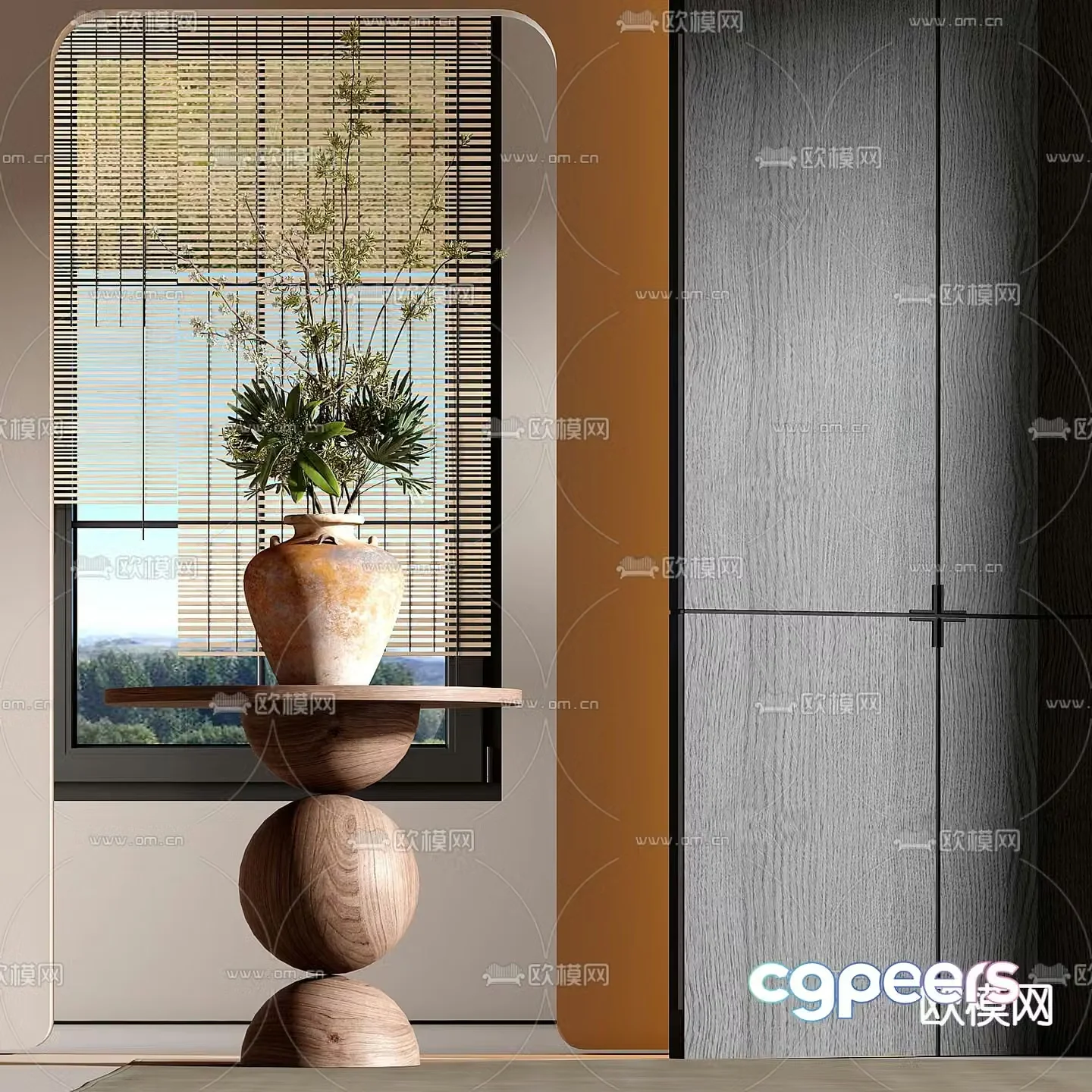 New Chinese style round table side table corner table 3D model