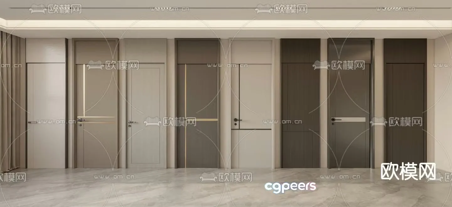 Open ceiling door Single open door Bedroom door 3D model