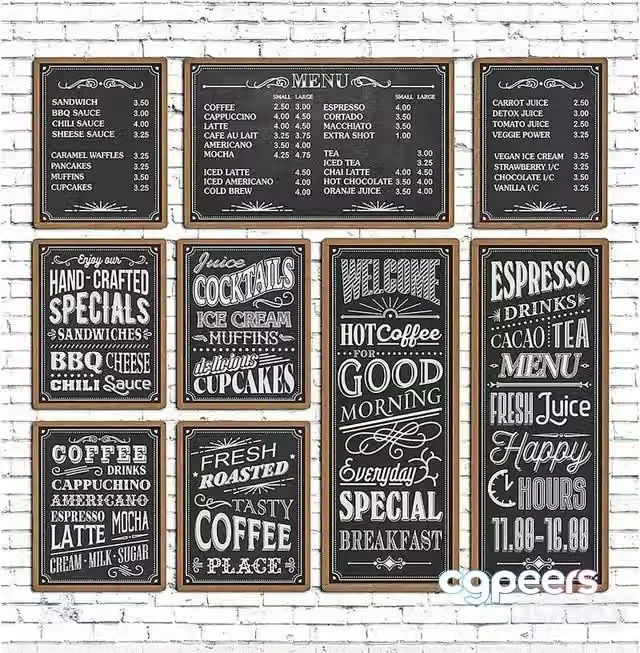 3ds Max Free – Cafe chalk boards