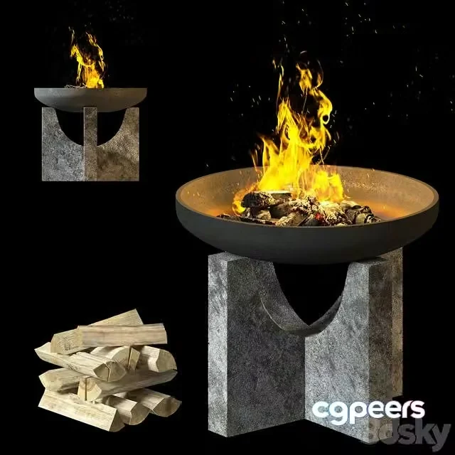 3ds Max Free – Fire Pit Concretika iron S80