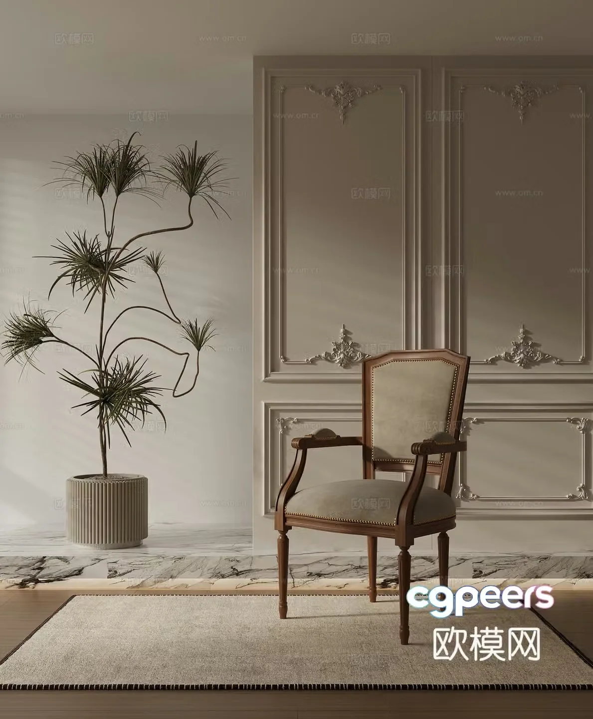 Single chair dining chair 3d model