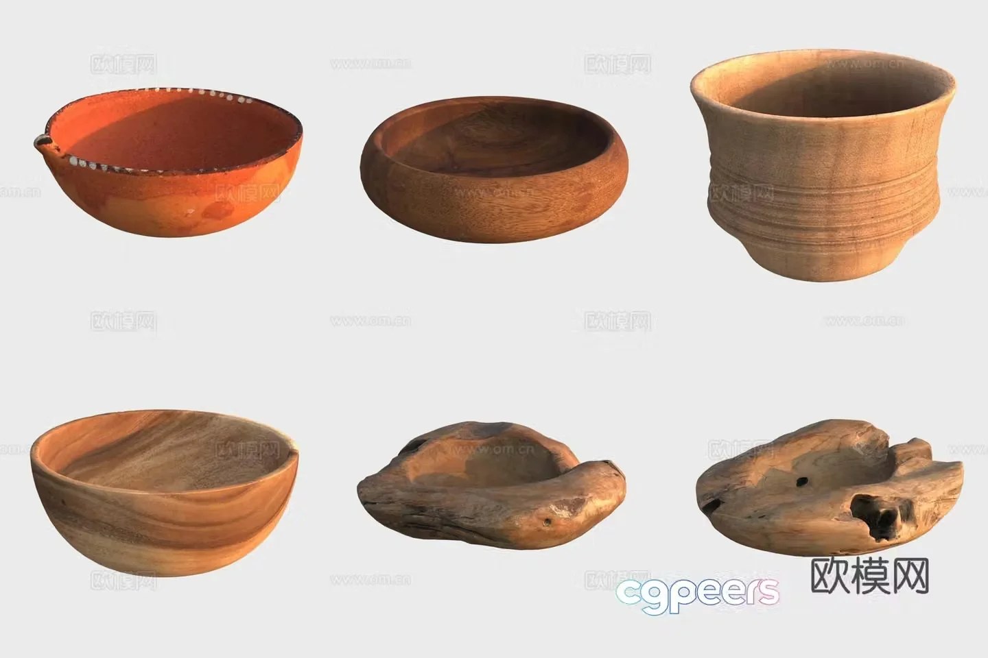 Ancient pottery pottery bowl pottery wooden products wooden bowl 3d model