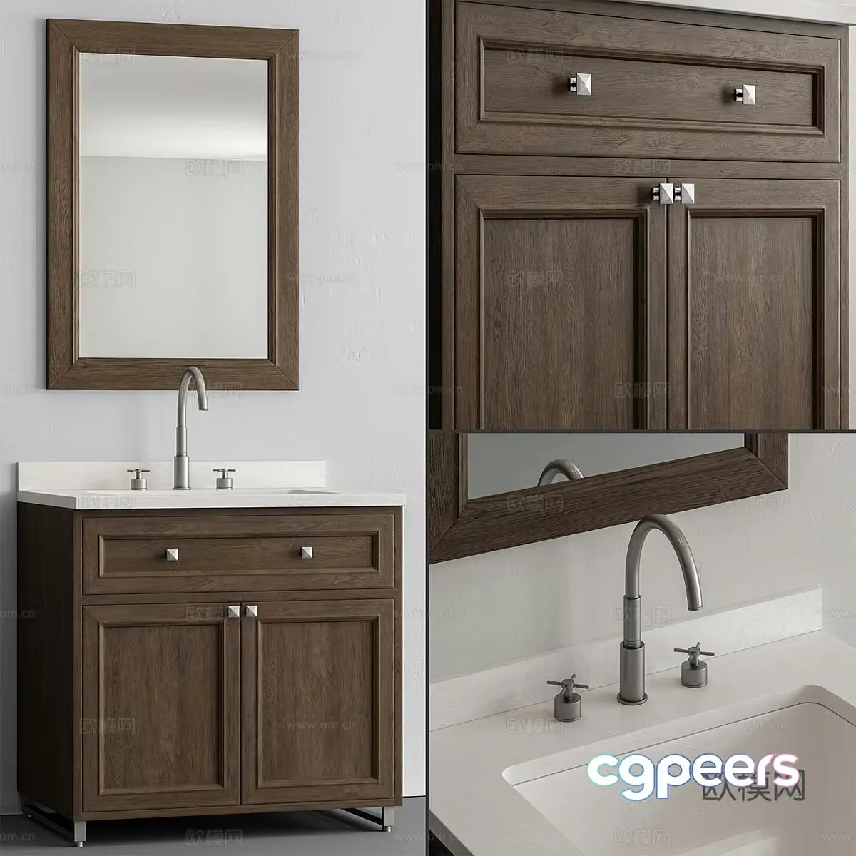 New Chinese style bathroom cabinet 3D model