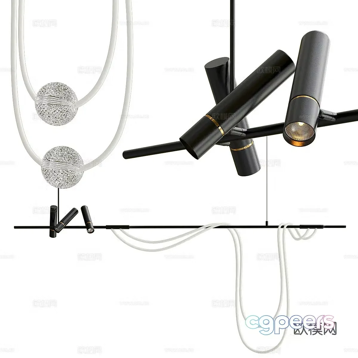 Simple chandelier Minimalist chandelier Art chandelier Restaurant chandelier Bar chandelier Long strip chandelier 3d model