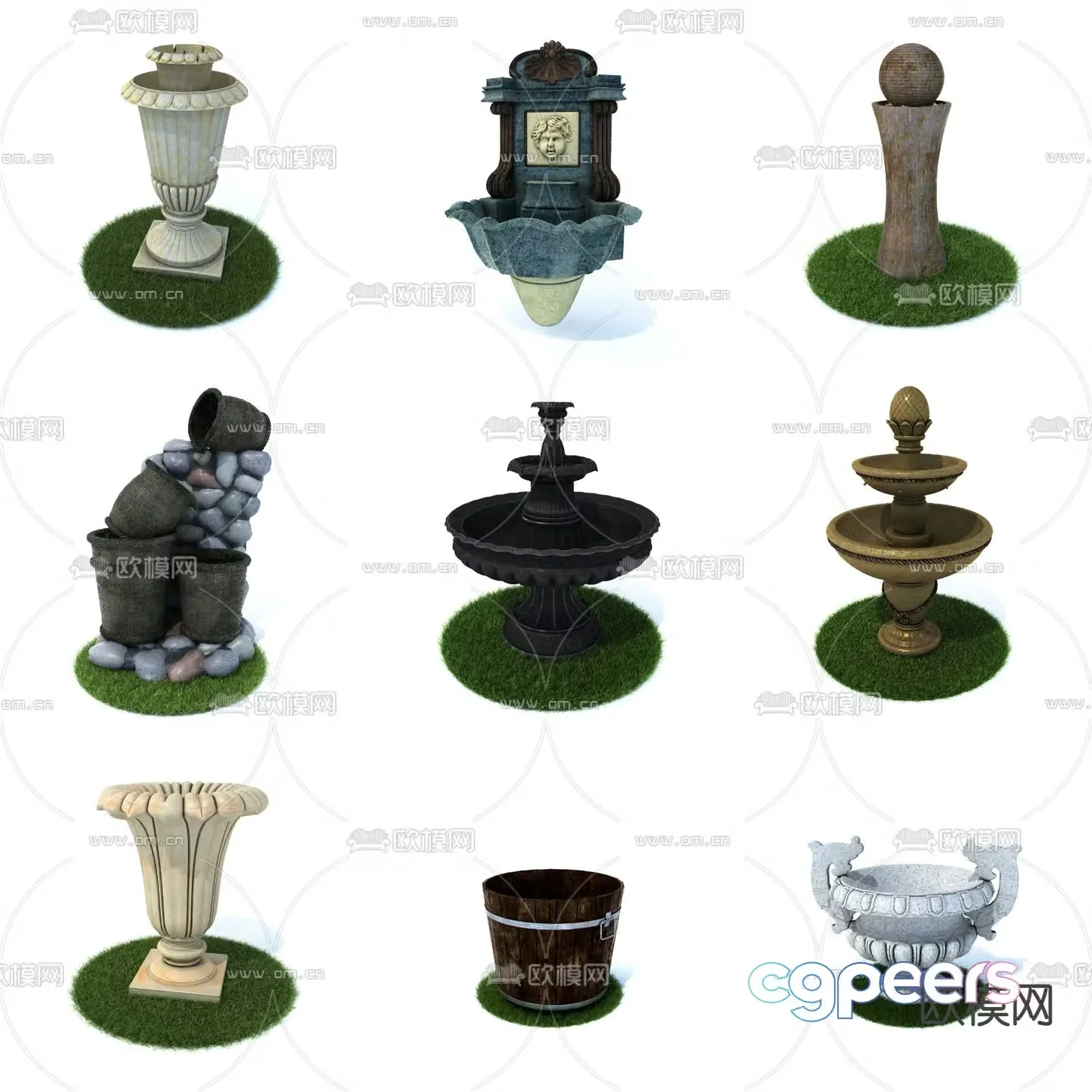 European fountain sketch 3D model