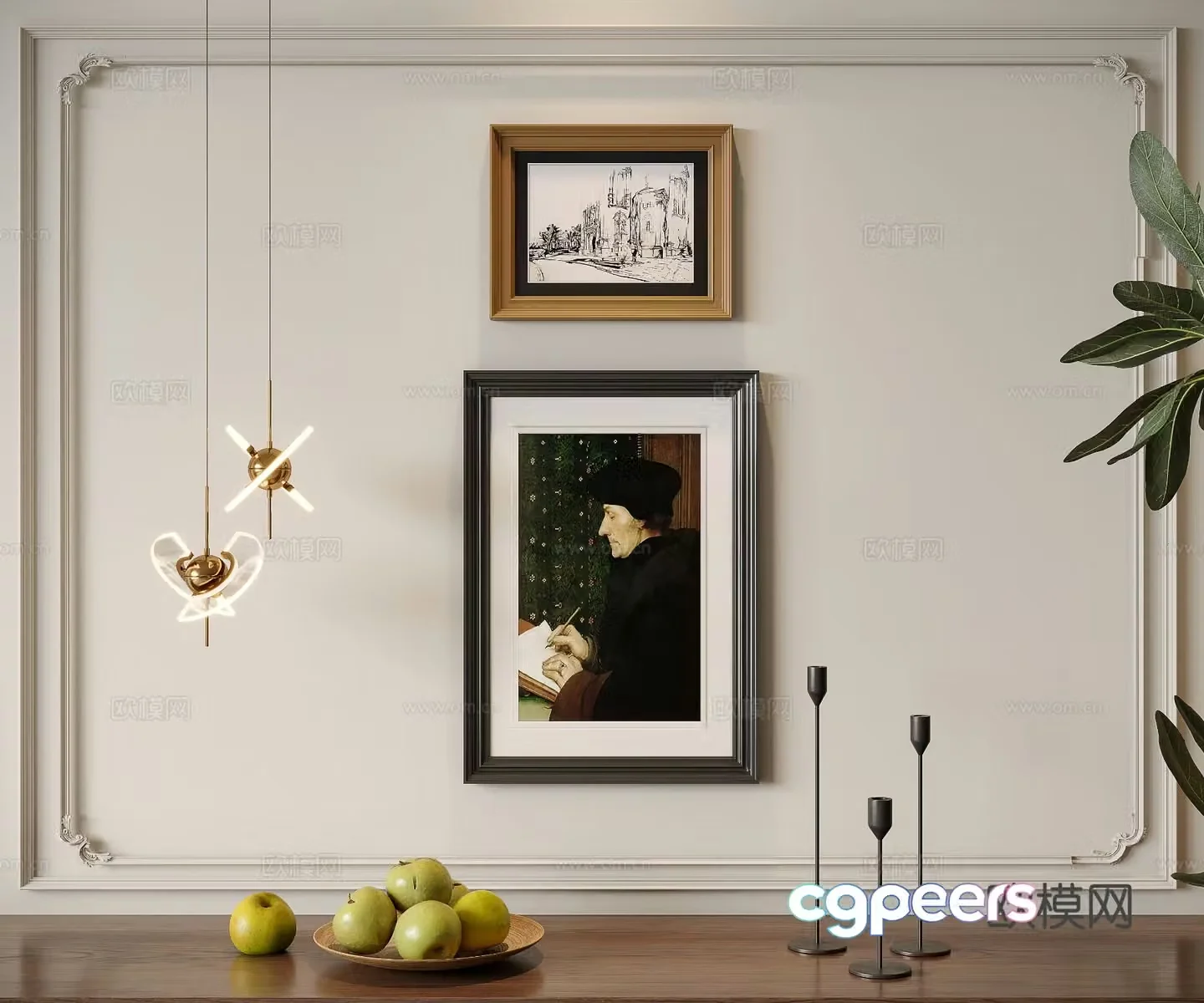 French retro hanging painting decorative painting 3D model