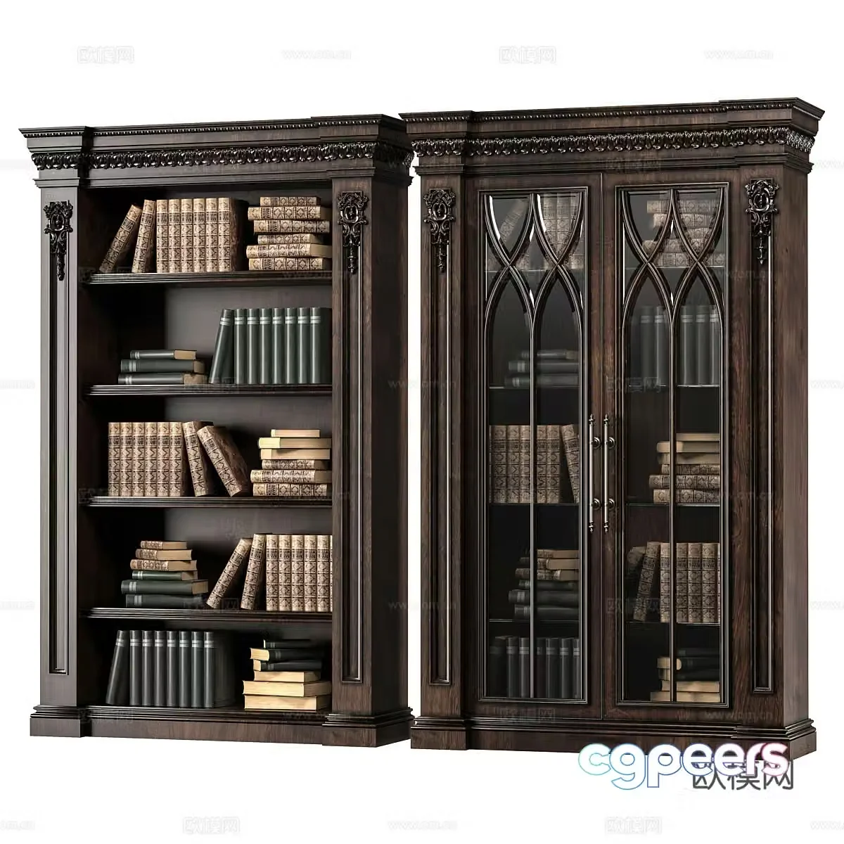 American classical bookcase 3D model