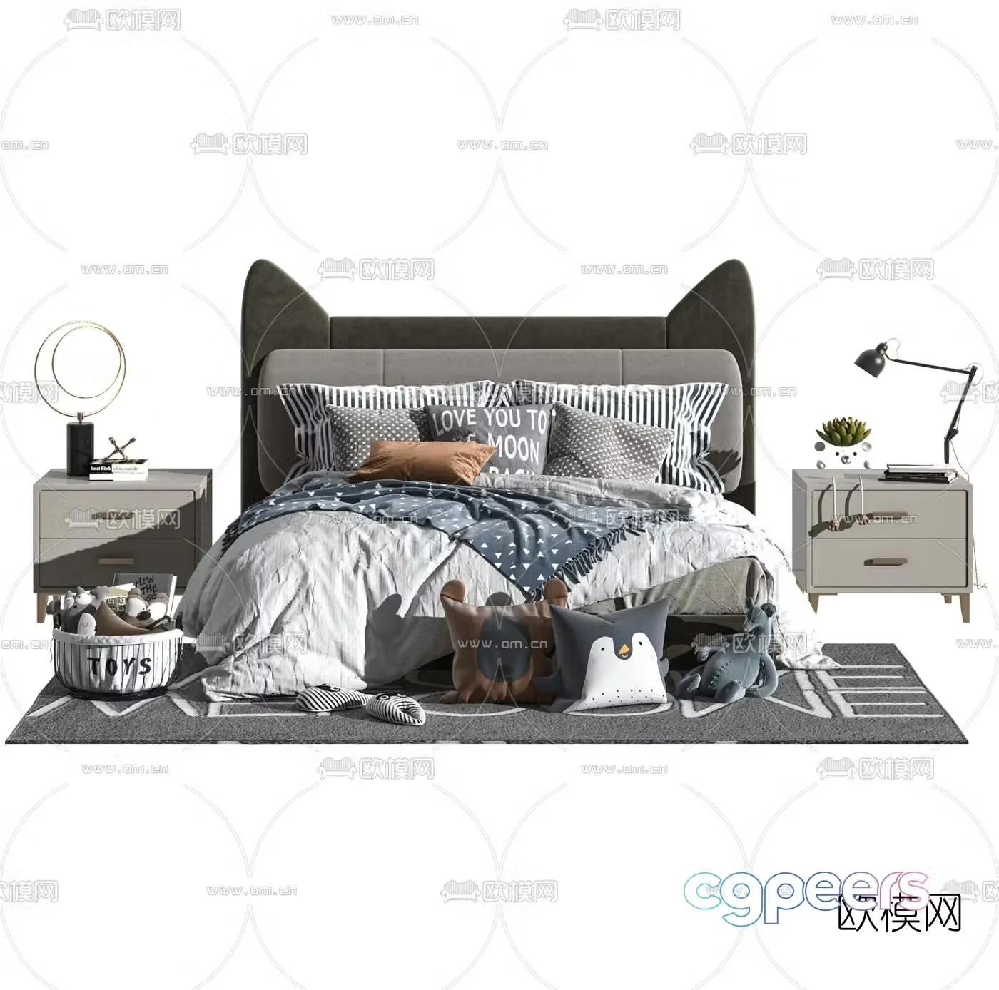 Nordic fabric children’s bed 3D model