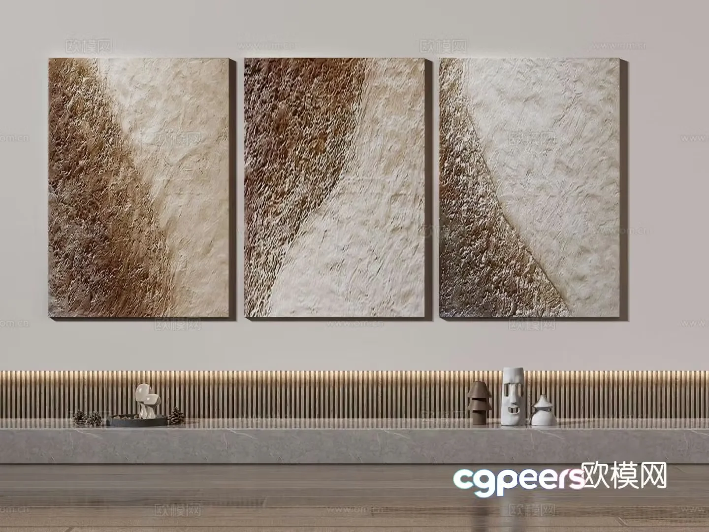 Modern texture painting decorative painting 3d model