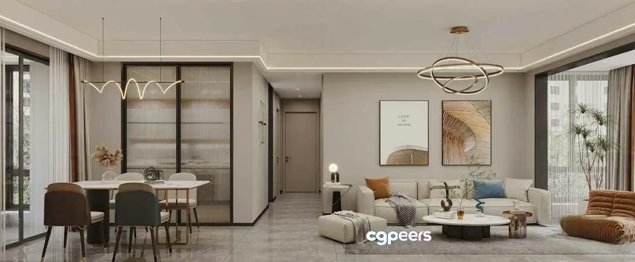 Modern Living Room 3D Model – 20014 – CORONA Render