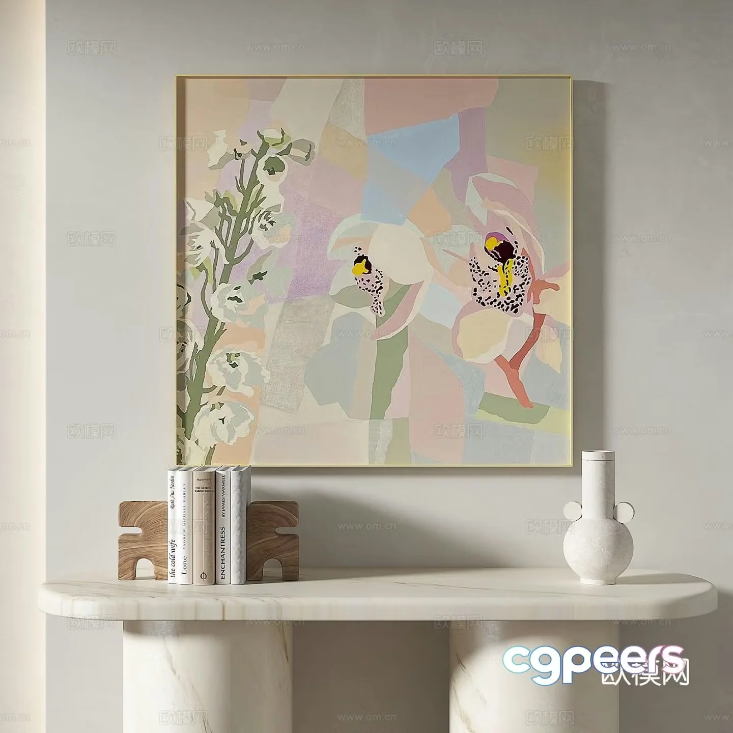 Modern minimalist creamy style retro abstract decorative painting 3d model