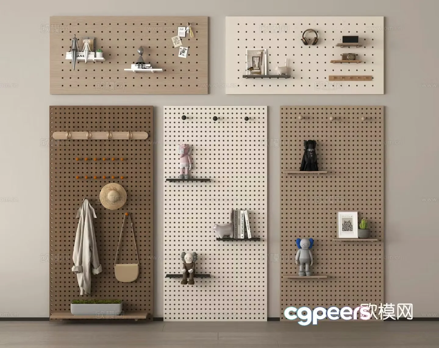 Hole board hook rack ornament 3d model