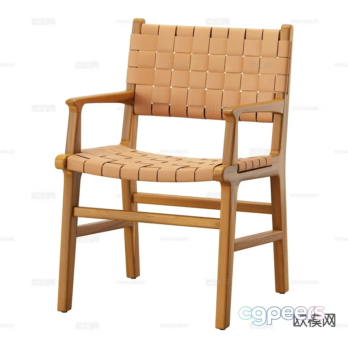 Log wind rattan chair leisure chair 3d model