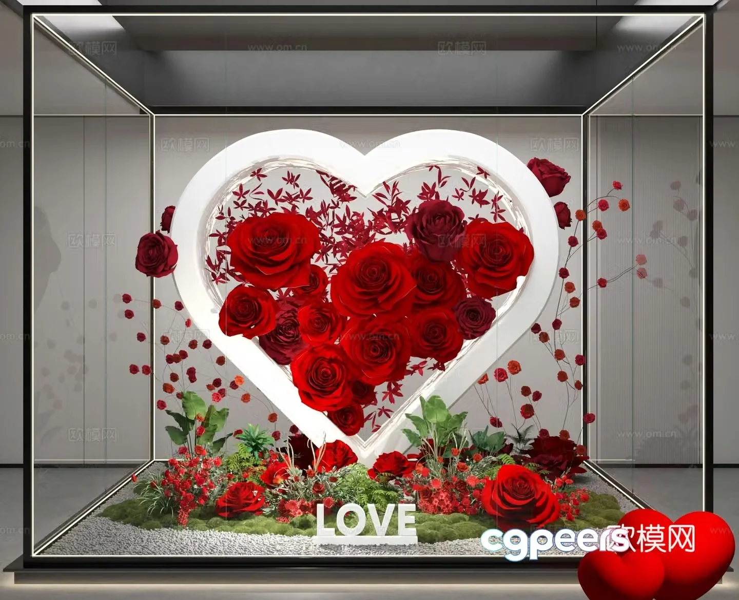 Valentine’s Day floral display 3D model