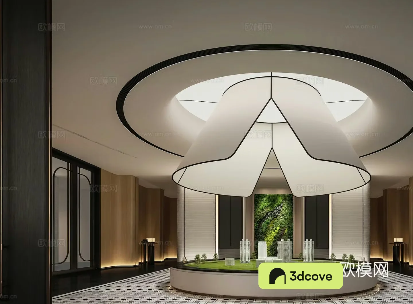 Modern sales office sand panel lobby